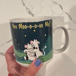 Cow-Themed Mug with Blue and White Design